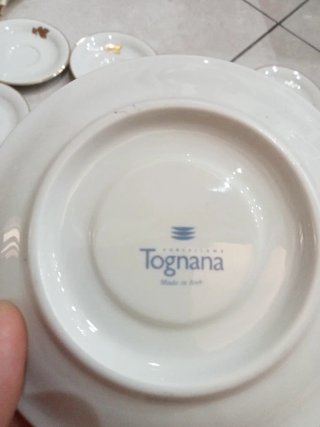 14 Sottotazzine Tognana in Porcellana Bianca e Oro