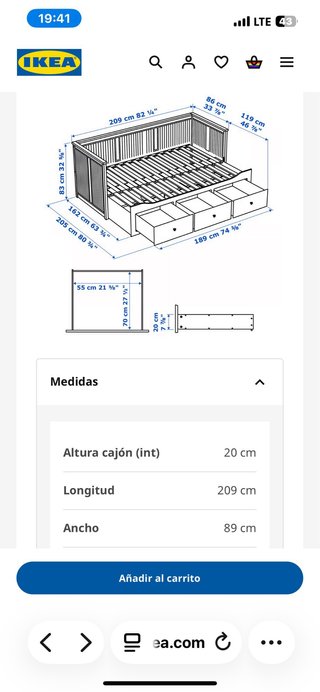 Divano letto Ikea Hemnes con cassetti