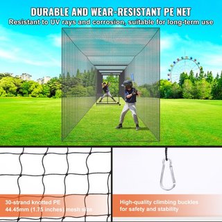Red de Bateo de Béisbol, Red de Entrenamiento Profesional de Béisbol y Softbol, Red de Jaula de Lanzamiento Portátil para Práctica con Puerta y Bolsa de Transporte, Red PE Enclosed de Alta Resiste...