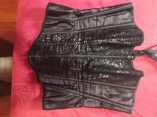 Corsé negro lentejuelas cremallera