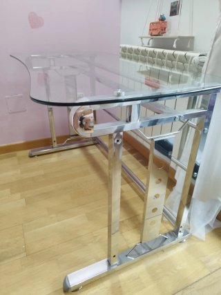 Mesa escritorio cristal y acero 120x60cm
