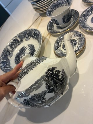 Vajilla Cartuja Sevilla Porcelana (platos, tazas)