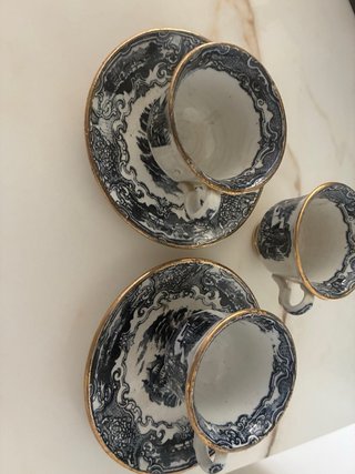 Vajilla Cartuja Sevilla Porcelana (platos, tazas)