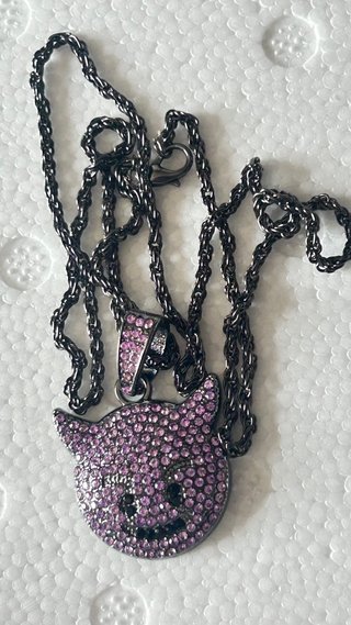 Collar Emoji Diablito Morado Circonita