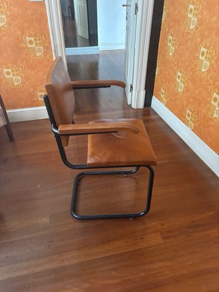 Juego de 2 Sillas Vintage Piel y Metal