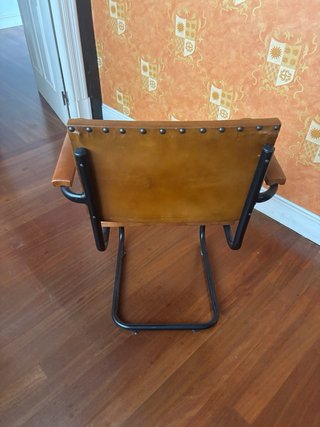 Juego de 2 Sillas Vintage Piel y Metal