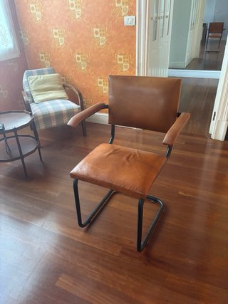 Juego de 2 Sillas Vintage Piel y Metal