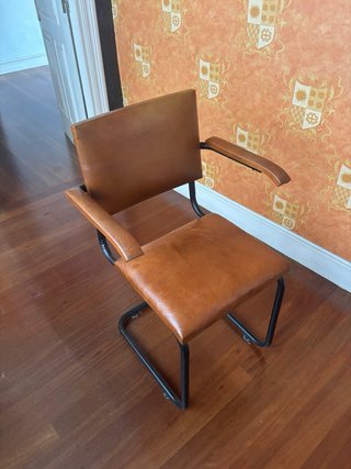 Juego de 2 Sillas Vintage Piel y Metal