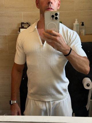 Polo H&M blanco talla M