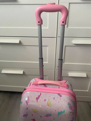 Maleta infantil dinosaurios rosa