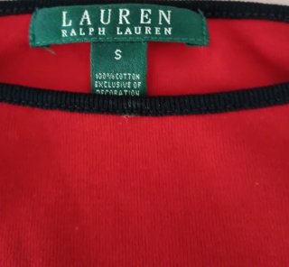 Camiseta Ralph Lauren Mujer Roja y Negra Talla S