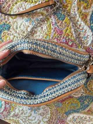 Bolso azul y marrón vintage de Binnari.