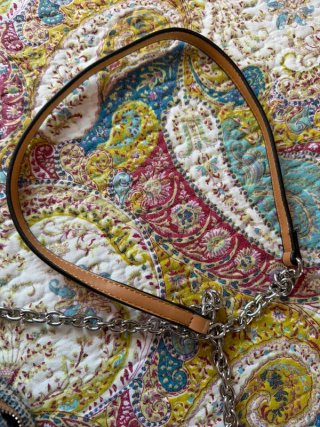 Bolso azul y marrón vintage de Binnari.