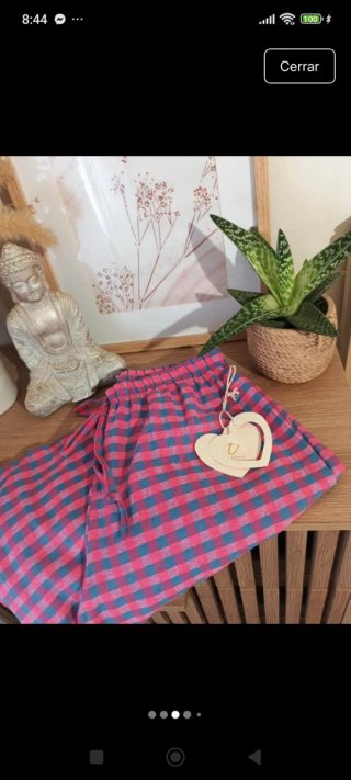 Pantalón cuadros Vichy azul y rosa
