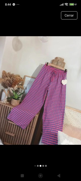 Pantalón cuadros Vichy azul y rosa