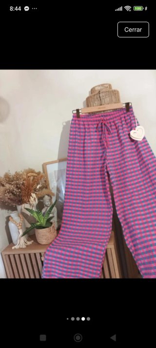 Pantalón cuadros Vichy azul y rosa