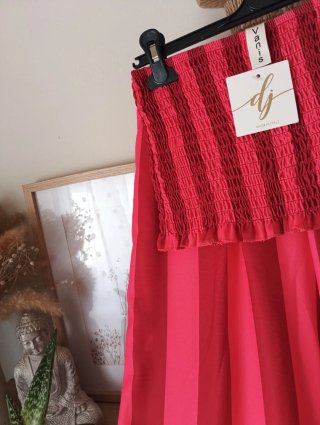 Conjunto Top y Pantalones Rayas Coral Neón