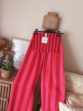 Conjunto Top y Pantalones Rayas Coral Neón