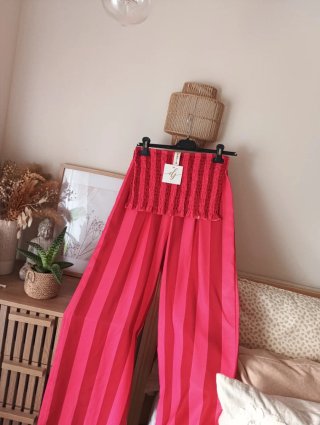 Conjunto Top y Pantalones Rayas Coral Neón