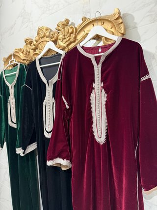 Caftán Mwbra Terciopelo Verde y Rojo Visten S,M,L