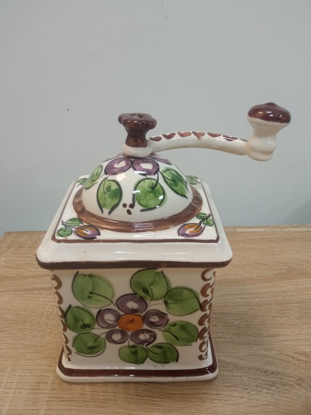 Molinillo café cerámica vintage pintado