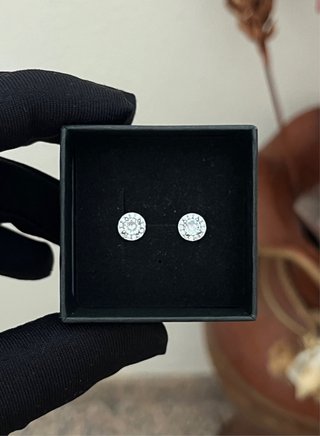 Pendientes Halo Redondos 5mm Plata 925 | Circonita