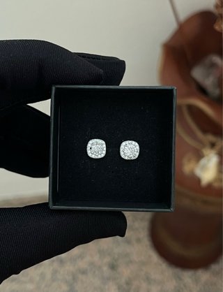 Pendientes Halo Semicuadrados 6mm Plata 925