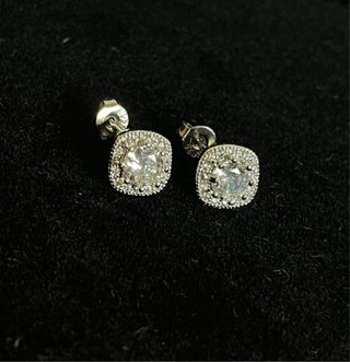 Pendientes Halo Semicuadrados 6mm Plata 925