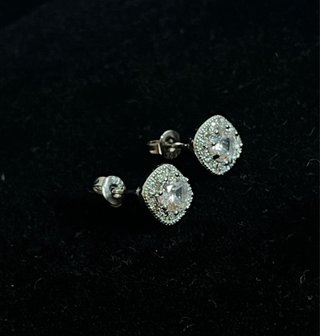 Pendientes Halo Semicuadrados 6mm Plata 925