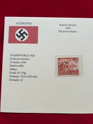 Sello Imperio Alemán 1943 Día de los Héroes