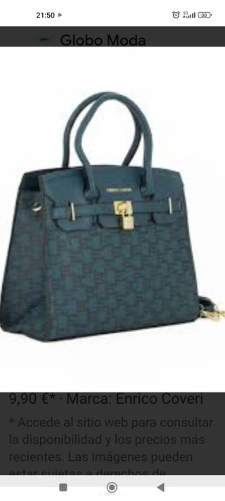 Bolso Enrico Coveri Teal y Dorado
