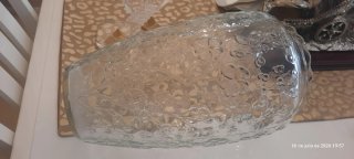 Jarrón Cristal Tallado Plata y Transparente