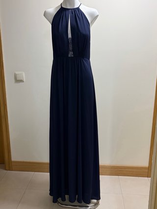Vestido fiesta azul con encaje