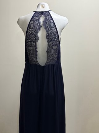Vestido fiesta azul con encaje
