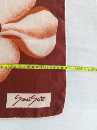 Pañuelo Seda Natural Sumi Sato Flores Beige/Marrón