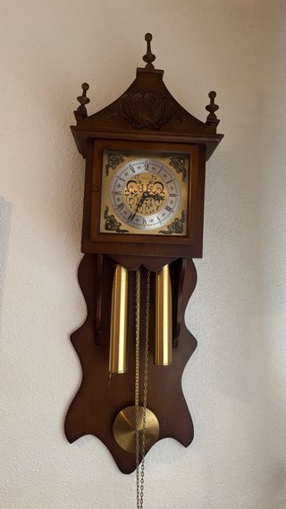 Reloj de pared madera años 80 mecanismo a reparar