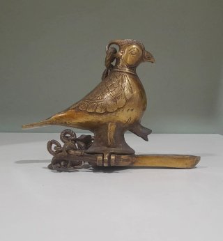 Lámpara Aceite Bronce Hindú Pájaro
