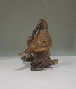 Lámpara Aceite Bronce Hindú Pájaro