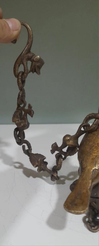 Lámpara Aceite Bronce Hindú Pájaro
