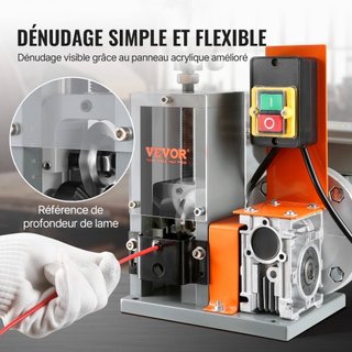 Máquina Automática de Desforre de Cables, Desforrador de Cables Eléctrico Motorizado de 1.5mm-30mm, 180W, 18.3 m/min Pelador de Cables con Referencia de Profundidad de Desforre Visible, para Recic...