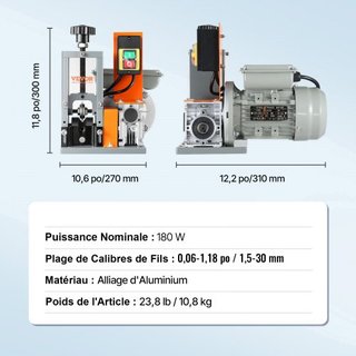 Máquina Automática de Desforre de Cables, Desforrador de Cables Eléctrico Motorizado de 1.5mm-30mm, 180W, 18.3 m/min Pelador de Cables con Referencia de Profundidad de Desforre Visible, para Recic...