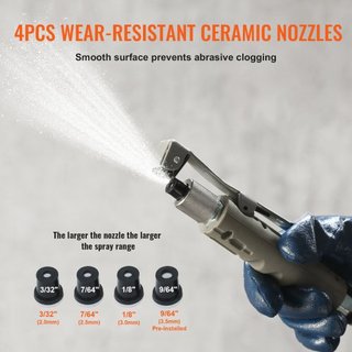 Sandblaster de 10Gal/40L Equipado con Válvula de Cierre de Boquilla Manómetro Boquilla de Cerámica Manguera de 2.5m Embudo de Llenado Trampa de Agua Ruedas de Goma de 6" Potente Equipos de Sandbla...