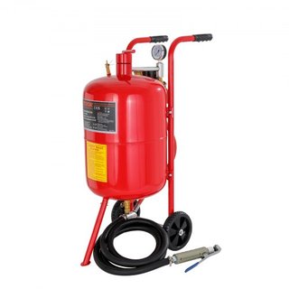 Sandblaster de 10Gal/40L Equipado con Válvula de Cierre de Boquilla Manómetro Boquilla de Cerámica Manguera de 2.5m Embudo de Llenado Trampa de Agua Ruedas de Goma de 6" Potente Equipos de Sandbla...