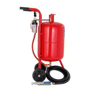 Sandblaster de 10Gal/40L Equipado con Válvula de Cierre de Boquilla Manómetro Boquilla de Cerámica Manguera de 2.5m Embudo de Llenado Trampa de Agua Ruedas de Goma de 6" Potente Equipos de Sandbla...
