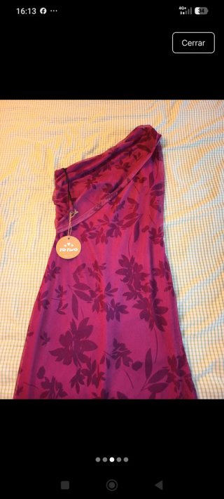Vestido de fiesta morado y rojo