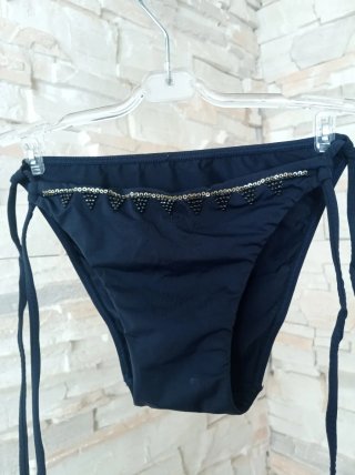 Bikini negro con abalorios dorados T. S