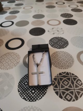 Collar Cruz Acero Hombre