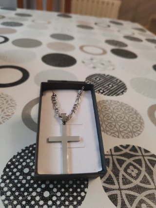 Collar Cruz Acero Hombre