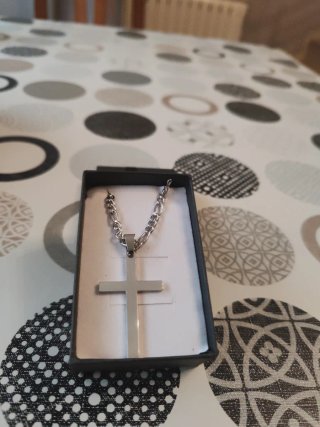 Collar Cruz Acero Hombre