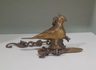 Lámpara Aceite Hindú Bronce Pájaro